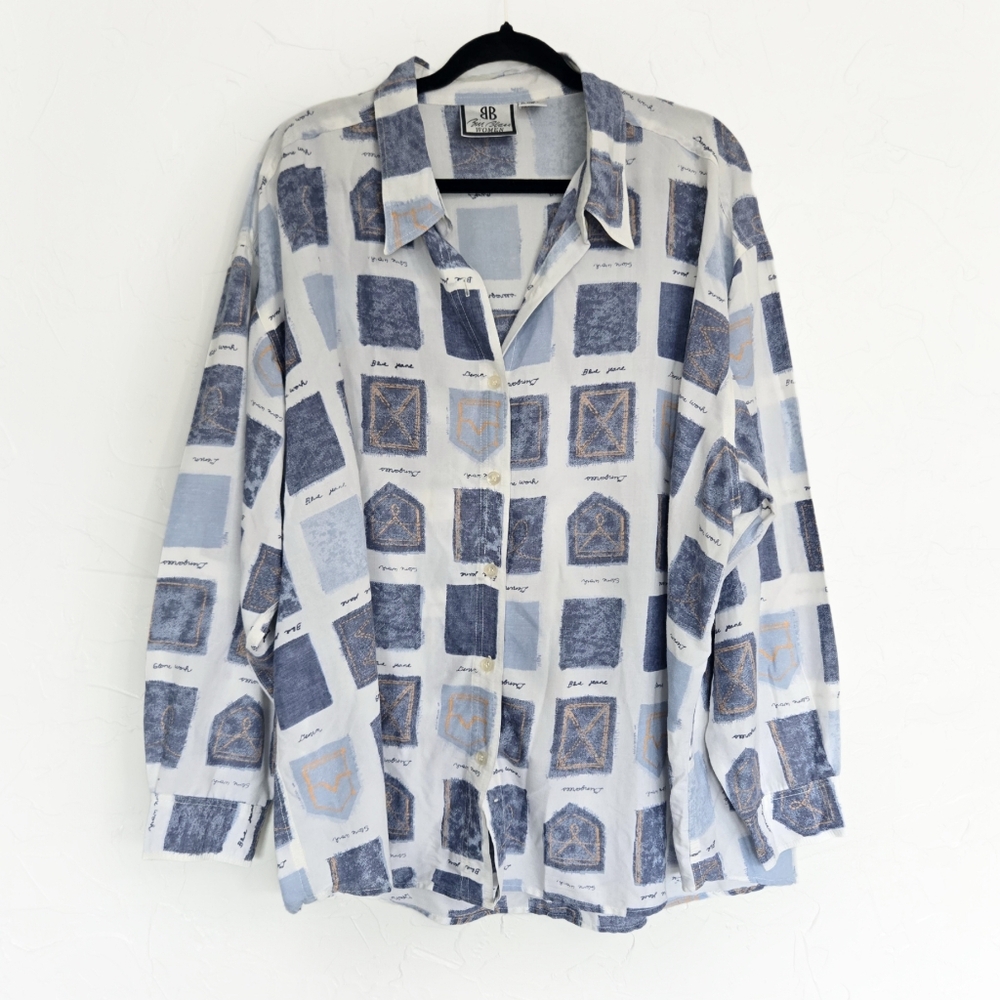 Vintage Bill Blass Patterned Button Down Top - image 8